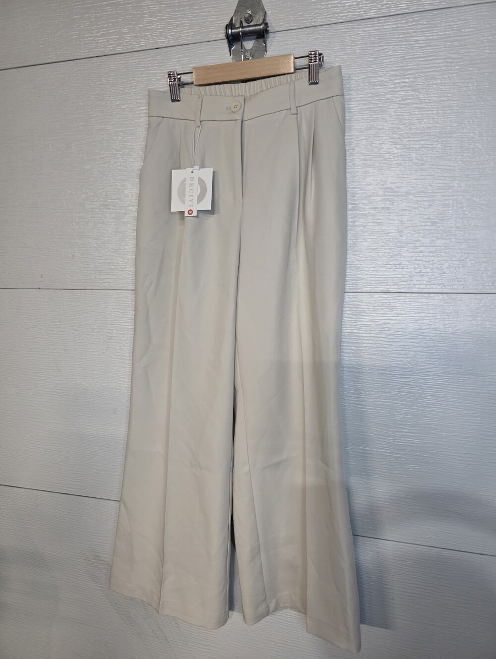Wide-Leg Cream Pantsuit Trousers